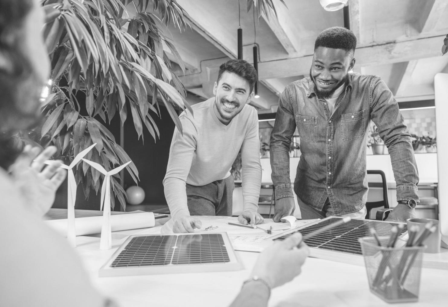 Interactive trading workspace with multiple monitors displaying market analysis tools